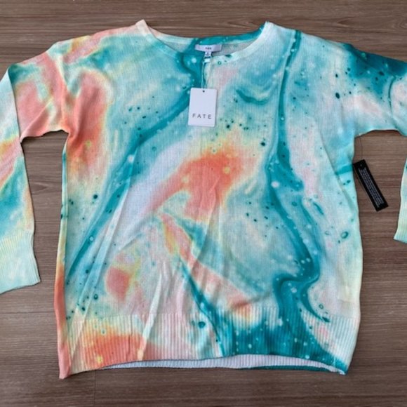 FATE WOMENS BRAND NEW TIE DYE DESIGN LONG SLEEVE SWEATER - Picture 1 of 4